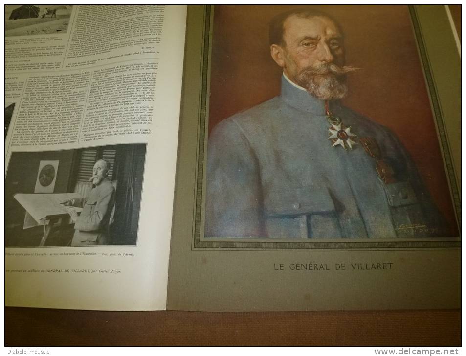 L' ILLUSTRATION  N° 3836  Du  9 Septembre 1916 : Belle Lithographie Couleur Portrait Du  Général  VILLARET - L'Illustration