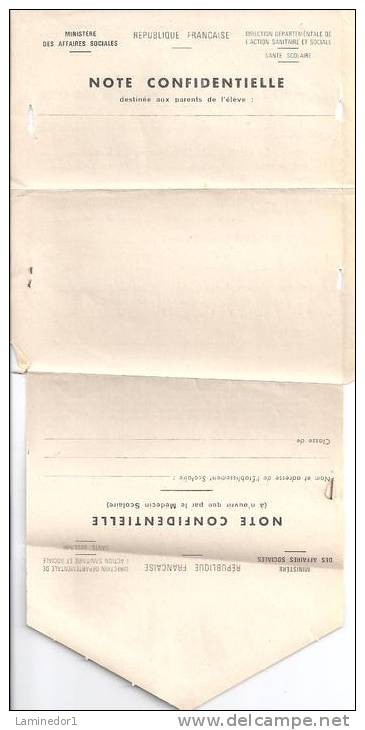 Document Visite Médicale Scolaire, Avertissement Du Médecin, Boulogne Sur Mer, 1969 - Collections