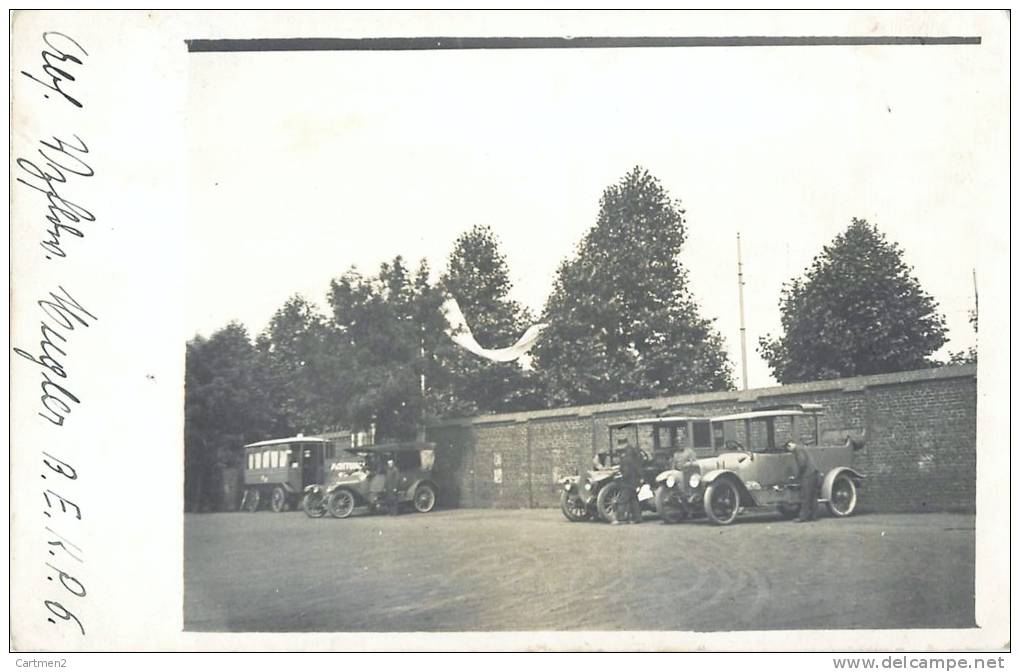 CARTE PHOTO : AUTOMOBILE CAR VOITURE FELD POSTANSTALT PARK 6  SOLDAT ALLEMAND GUERRE KRIEG DEUTSCHLAND 1915 - Personen