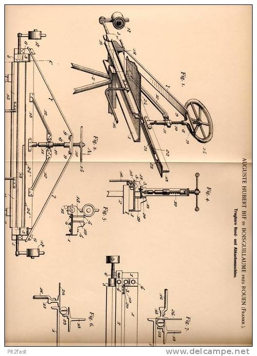 Original Patentschrift - Auguste H. Bif In Bois-Guillaume Prés Rouen , 1902 , Abkantemaschine !!! - Machines