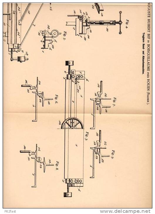 Original Patentschrift - Auguste H. Bif In Bois-Guillaume Prés Rouen , 1902 , Abkantemaschine !!! - Machines