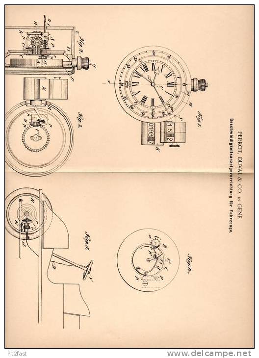 Original Patentschrift - Perrot , Duval & Co. In Genf , 1902 , Tacho , Tachometer Für Automobile !!! - Voitures