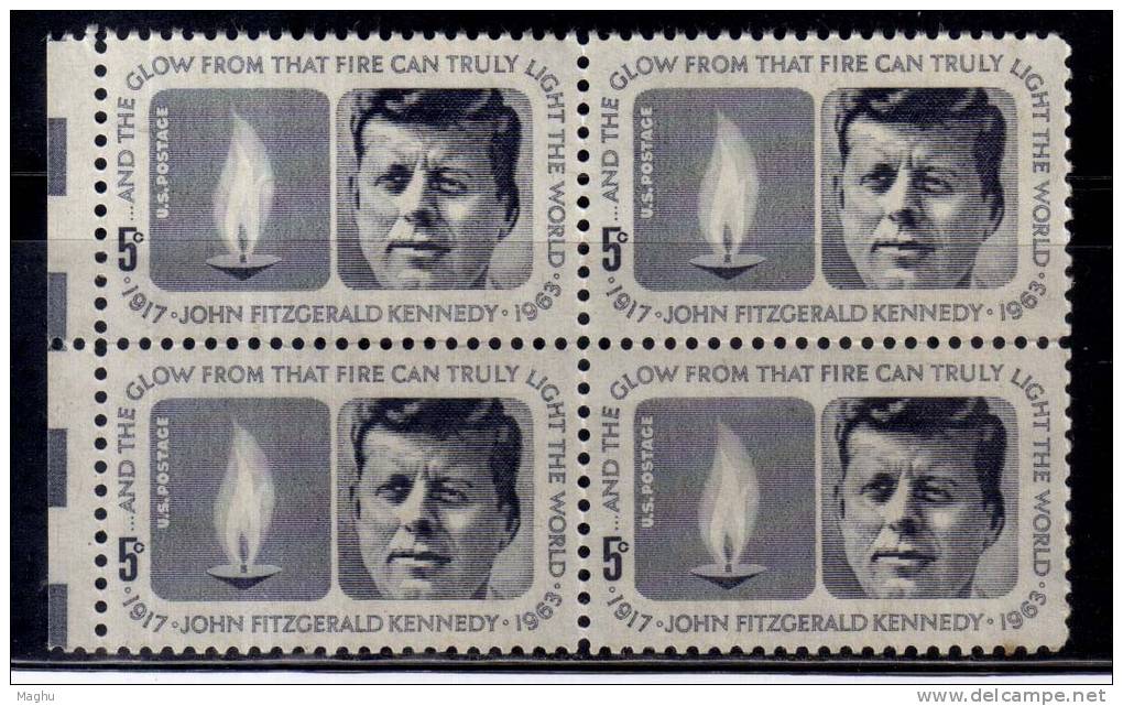 United States MNH 1964 , Block Of 4, Gum Washed, J F Kennedy , Fmaous People - Kennedy (John F.)