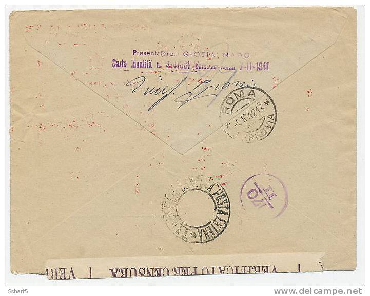 1942 Affrancatura Meccanica Banco Di Roma In SVEZIA Censura Presentata CARTA D'IDENTITA Segnata... - Poststempel