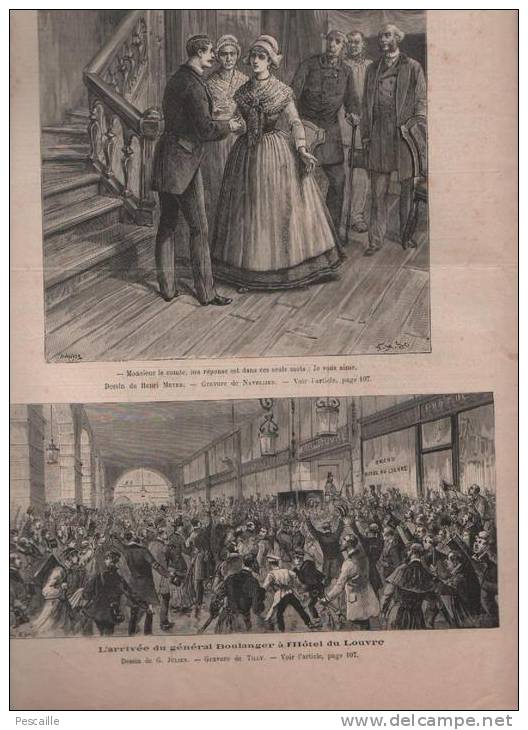 LE JOURNAL ILLUSTRE 01 04 1888 - GENERAL BOULANGER - CLERMONT FERRAND QUARTIER GENERAL / GARE - HOTEL DU LOUVRE - 1850 - 1899