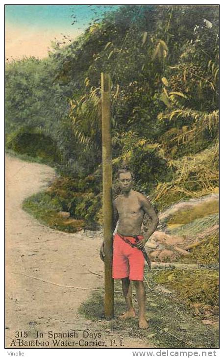 : Réf : L-12-2068  :   Philippines A Bambo Water Carrier  In Spanish Days - Philippines