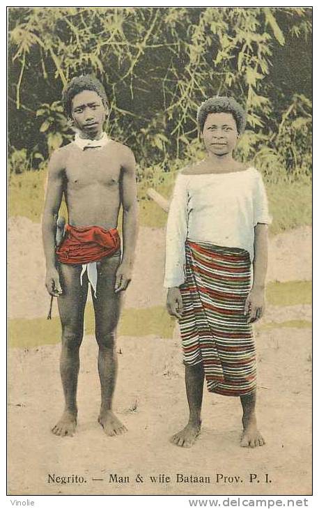 : Réf : L-12-2076  :   Philippines Negrito Man & Wife Bataan Prov. P.I. - Philippines