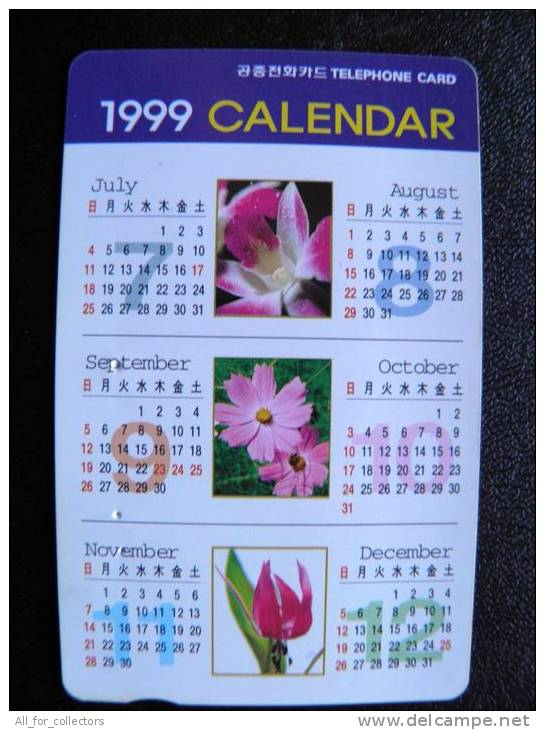 Phone Card From South Korea, Magnetic Autelca, 5,000 Calendar 1999 - Korea, South