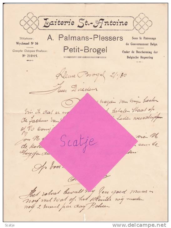 Kleine-Brogel, Melkerij  Sint-Antonius 1930, A. Palmans-Plessers Brief Met Omslag, Gestempeld Te Antwerpen Naar Loenhout - Peer
