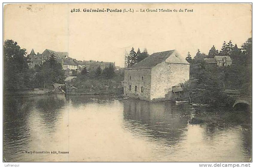 Loire Atlantique -ref A181-guemene Penfao - Le Grand Moulin A Eau Vu Du Pont -theme Moulins   -carte Bon Etat- - Guémené-Penfao