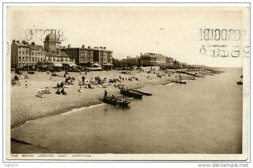 WORTHING : THE BEACH LOOKING EAST / ADDRESS - LONDON, DORSET SQUARE, BALCOME STREET - Worthing