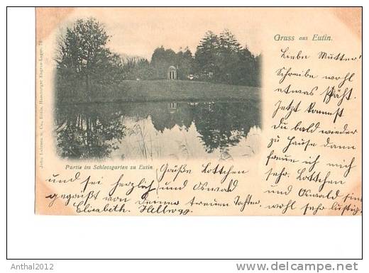 Litho Eutin Partie Im Schlossgarten Zu Eutin Gruss Aus Eutin 5.10.1899 N. Berlin - Eutin