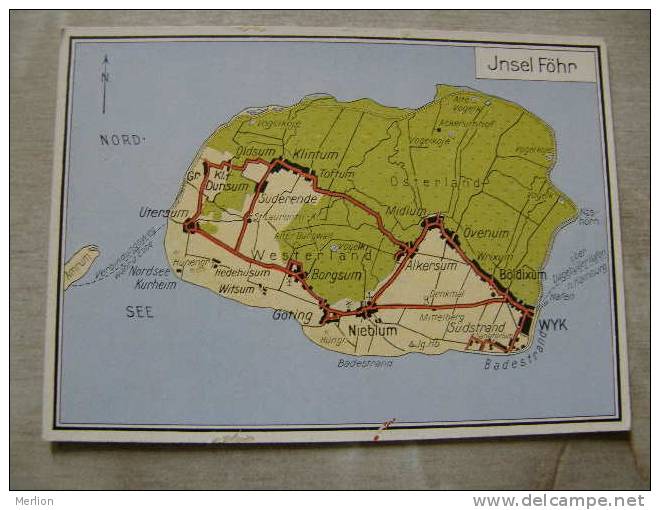 Insel FÖHR - Wyk - Övenum Boldixum -Utersum - Nieblum  - Map   D82075 - Föhr