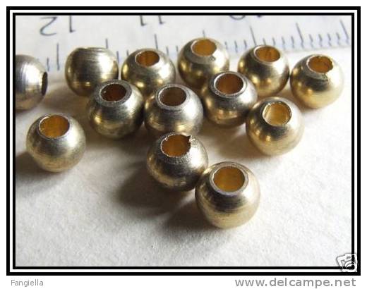 10 Perles Lisses En Laiton Plein Gros Trou Env. 4x5mm - Perlas