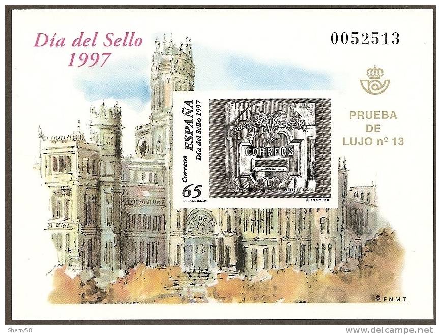 1997-PRUEBA Nº 62 - DIA DEL SELLO.BOCA DE BUZÓN DEL PALACIO DE CORREOS DE CIBELES - Essais & Réimpressions