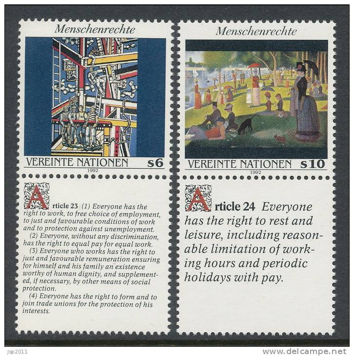 UN Vienna 1992 Michel # 139-140 With Ornamental Field, MNH - Unused Stamps