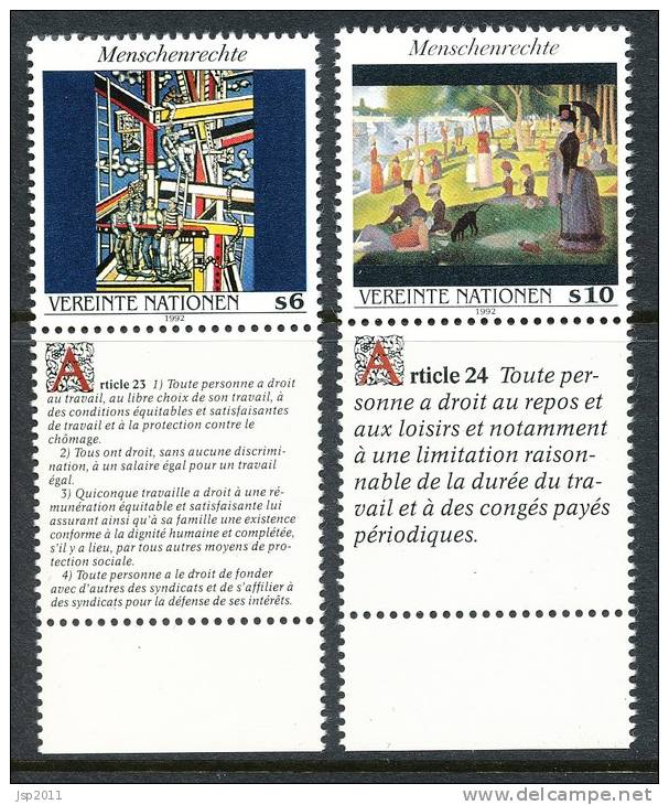UN Vienna 1992 Michel # 139-140 With Ornamental Field, MNH - Unused Stamps