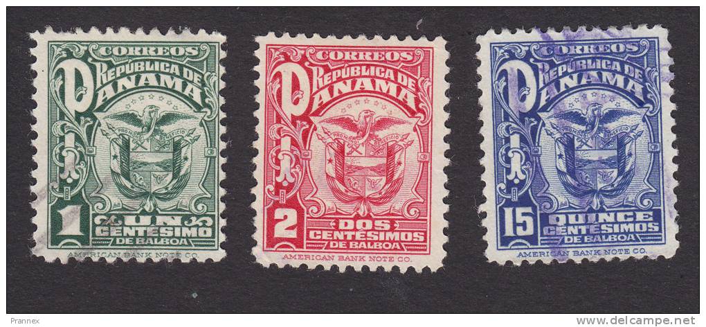 Panama, Scott #235, 236, 240, Used, Coat Of Arms, Issued 1924 - Panama