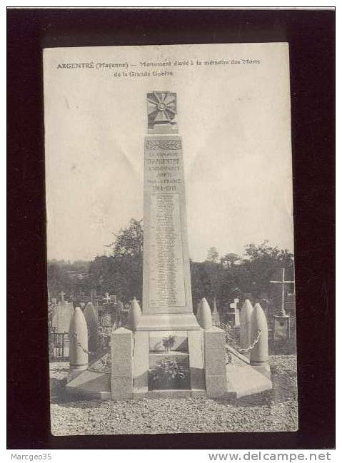 53 Argentré Monument élevé à La Mémoire Des Morts De La Grande Guerre édit. Hamel Jallier Voir état - Argentre