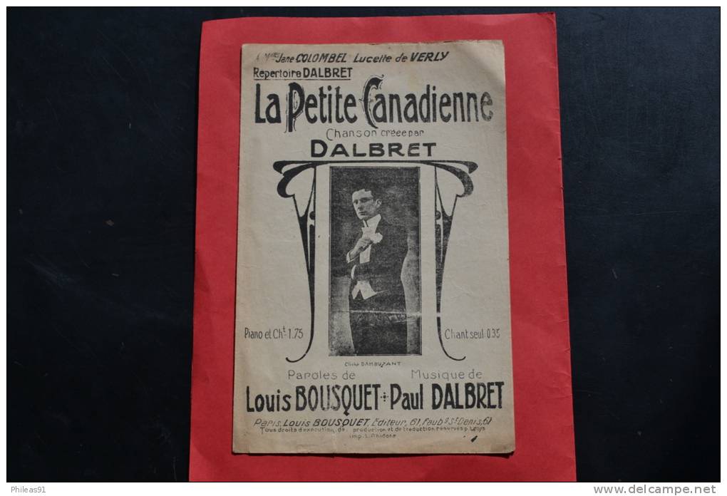 Partition La Petite Canadienne Répertoire DALBRET - Paroles Louis BOUSQUET - L. BOUSQUET Editeur - Partitions Musicales Anciennes