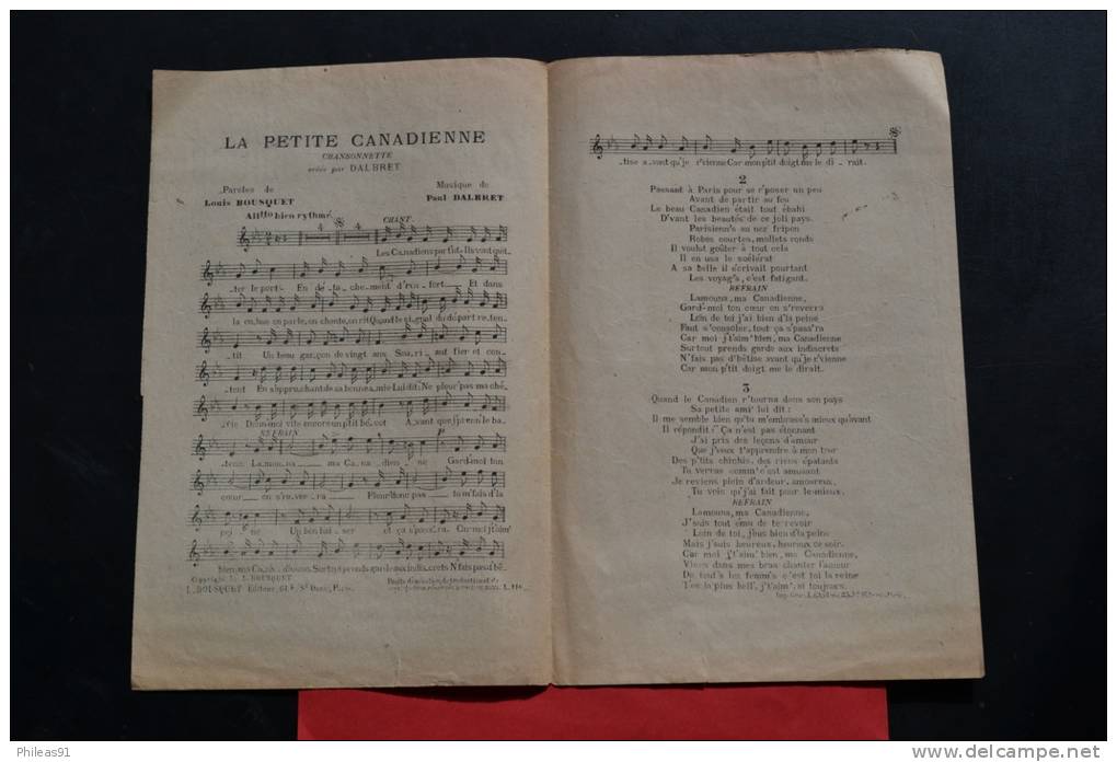 Partition La Petite Canadienne Répertoire DALBRET - Paroles Louis BOUSQUET - L. BOUSQUET Editeur - Partitions Musicales Anciennes