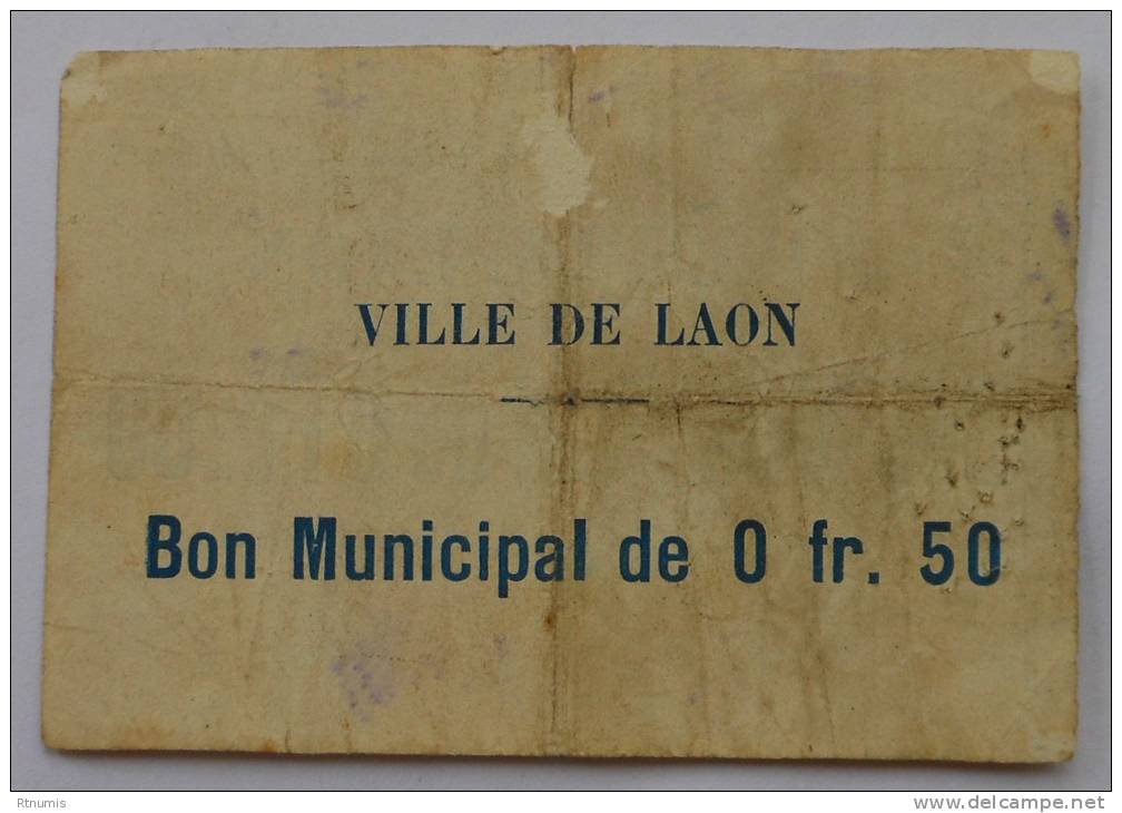 Laon 02  Bon Municipal 0F 50 1915 - Bons & Nécessité