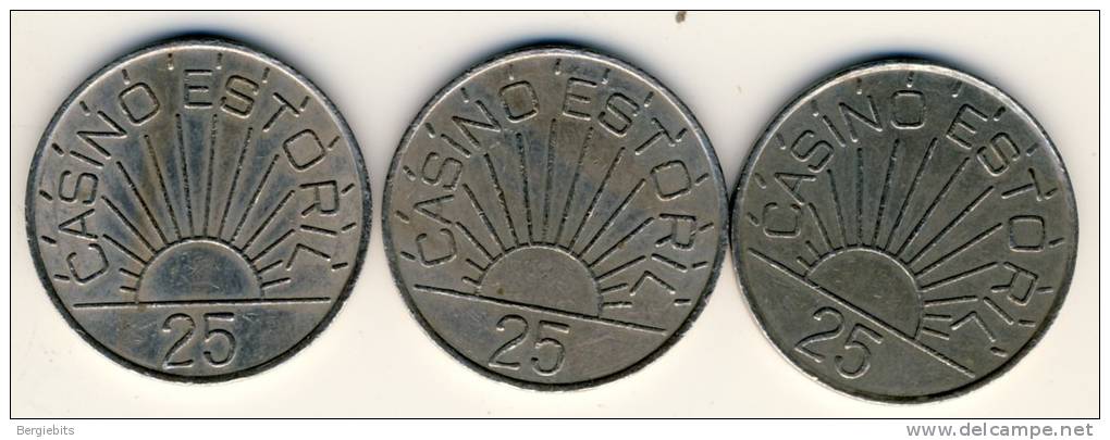 Portugal 3 Casino Estoril Gaming Tokens In Very Nice Condition - Casino