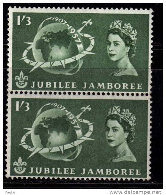 Great Britain  MH 1957. 1´s 3d  Pair Scout Silver Jubllee, Scouting, - Unused Stamps