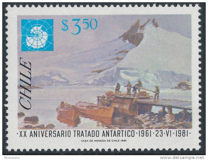 CHILE 1981, 20th Anniv Of Antarctic Treaty, Set Of 1v** - Antarctisch Verdrag