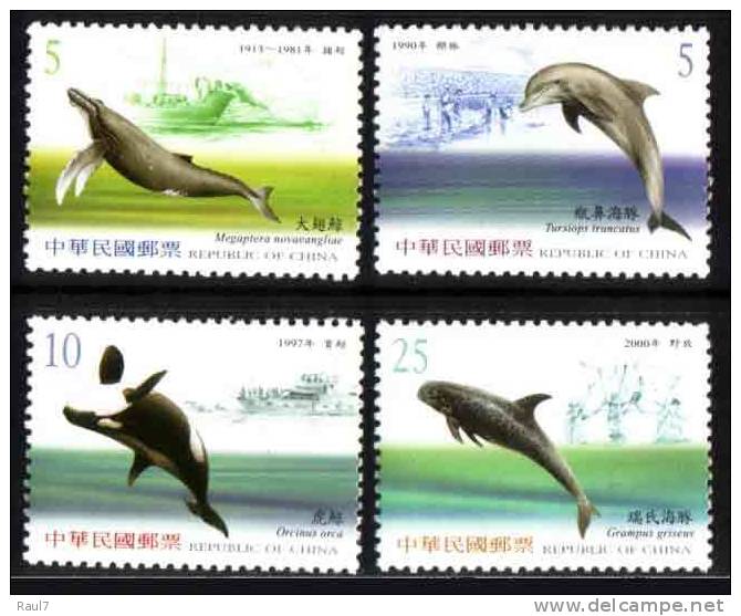 TAIWAN 2002 - Faune Marine, Baleines, Dauphins - 4 Val Neuf // Mnh - Dauphins