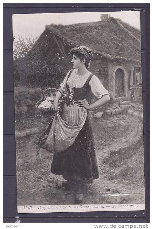 RUSSIA1915: Postcard (Farmgirl) - Otros & Sin Clasificación