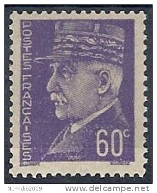 1941-42 FRANCIA MARESCIALLO PETAIN 60 CENT MH * - FR553 - 1941-42 Pétain