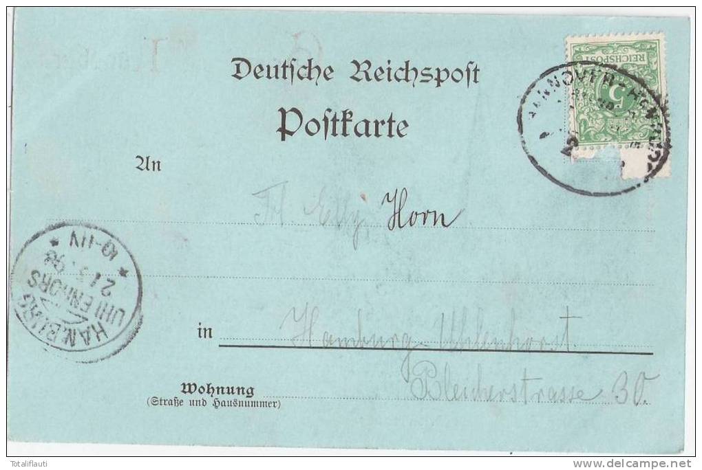 Lüneburg Mondschein Karte Hinter Der Alterbrückermauer Belebt Bahnpost HANNOVER - ... 21.5.1898 - Lüneburg