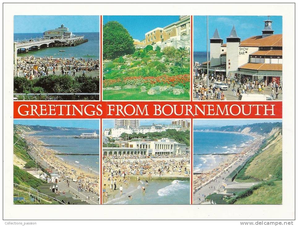 Cp, Angleterre, Bournemouth, Multi-Vues, écrite - Bournemouth (depuis 1972)