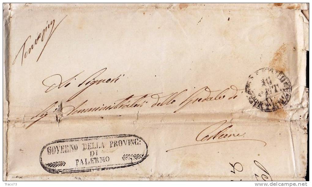 PALERMO  /  CORLEONE   10.9.1861 -  Piego _  Ovale   (  Governo Della Provincia Di Palermo + Altro) - Sicile