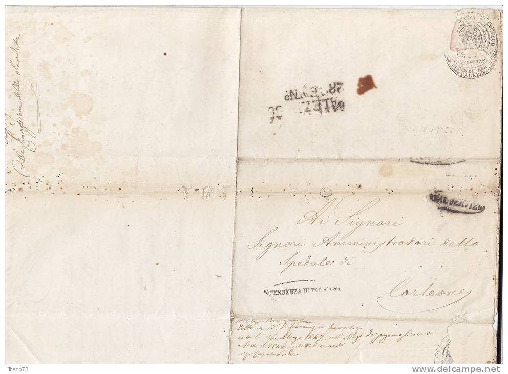PALERMO /  CORLEONE   25.3.1860 -  Piego _  Ovale  (  INTENDENZA DI PALERMO + REAL SERVIZIO + Altro) - Sicile