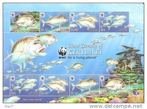 KIRIBATI - 2012 - Faune Marine En Danger, Wwf  Poissons - Feuillet Neuf ** // Mnh - Kiribati (1979-...)