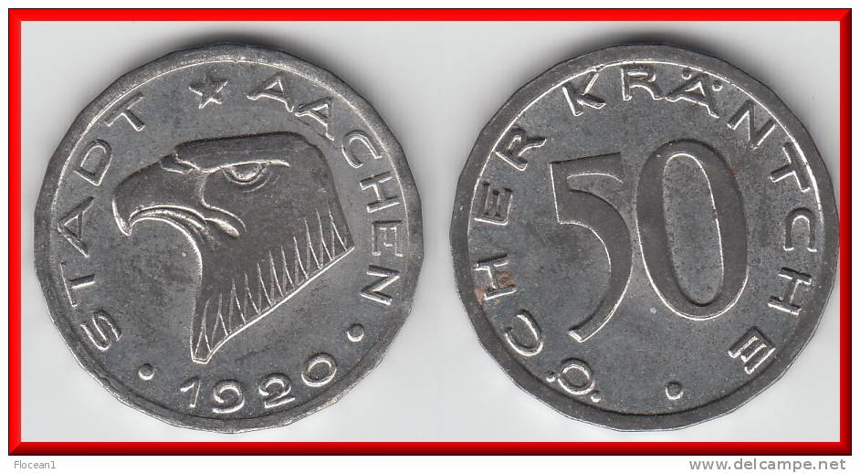 AACHEN **** ALLEMAGNE - GERMANY - 50 PFENNIG STADT AACHEN 1920 **** EN ACHAT IMMEDIAT - Monetary/Of Necessity