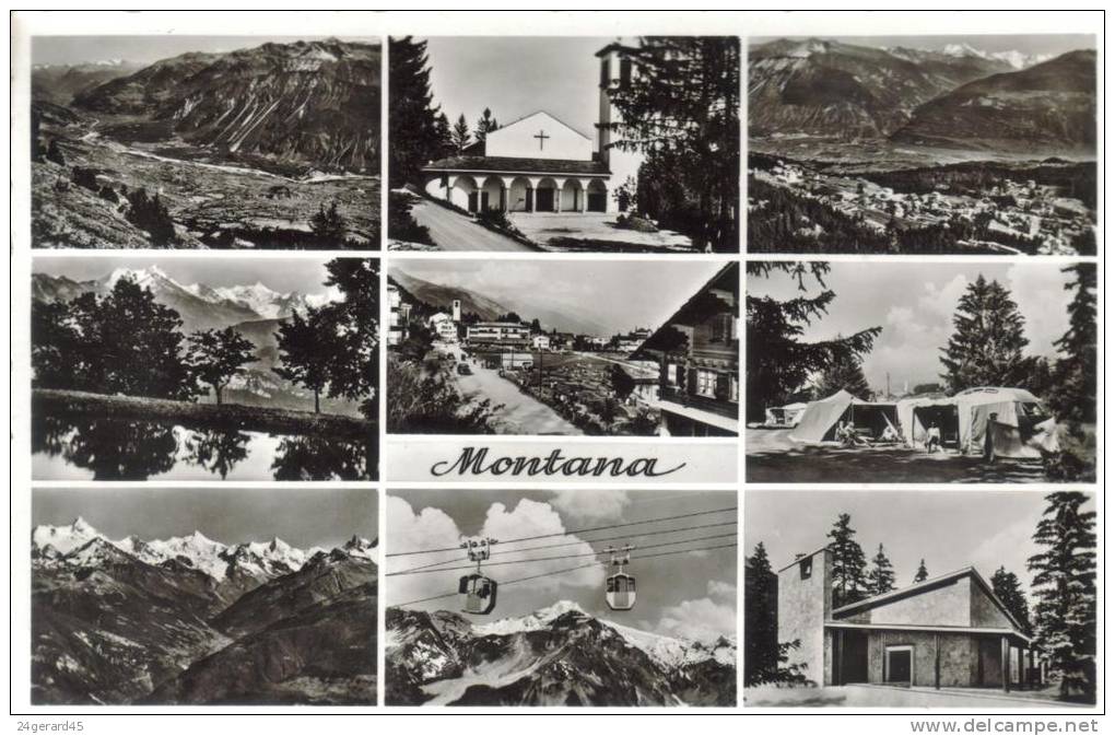 CPSM CRANS MONTANA (Suisse-Valais) - Montana : 9 Vues - Crans-Montana