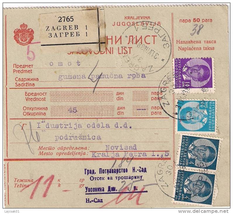 Yugoslavia 1938. Packet Card Bulletin D` Expédition ZAGREB Postmark - Lettres & Documents