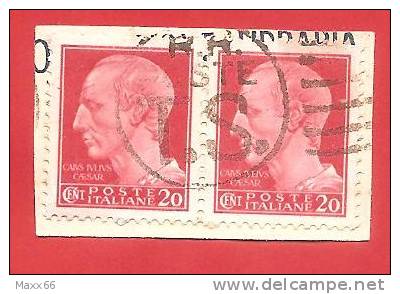 ITALIA REGNO COPPIA USATA - 1929 - IMPERIALE - GIULIO CESARE - Annullo T.S. MANUALE REGIE POSTE - Cent. 20 - S. 247 - Usati