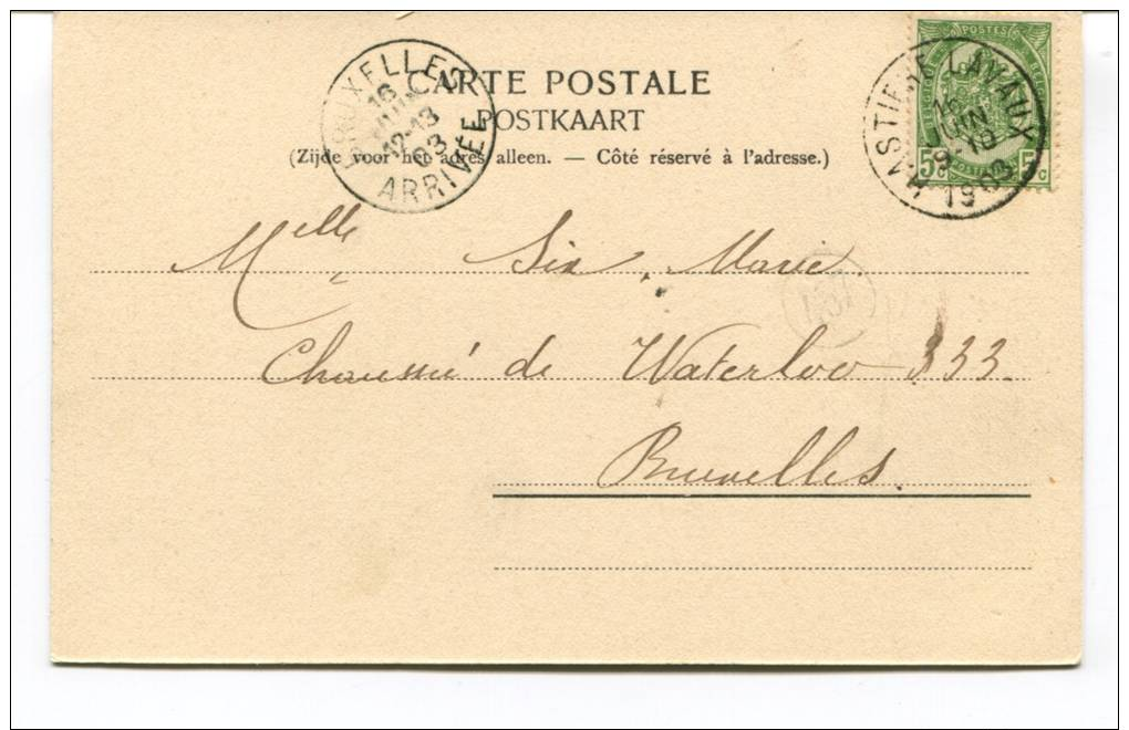 Ancienne Cp "  La Villa Scolaire D'Hastière, La Route De Blaimont, Association Des Marçunv" Avec Valeur Et Cachet 1903 - Hastiere