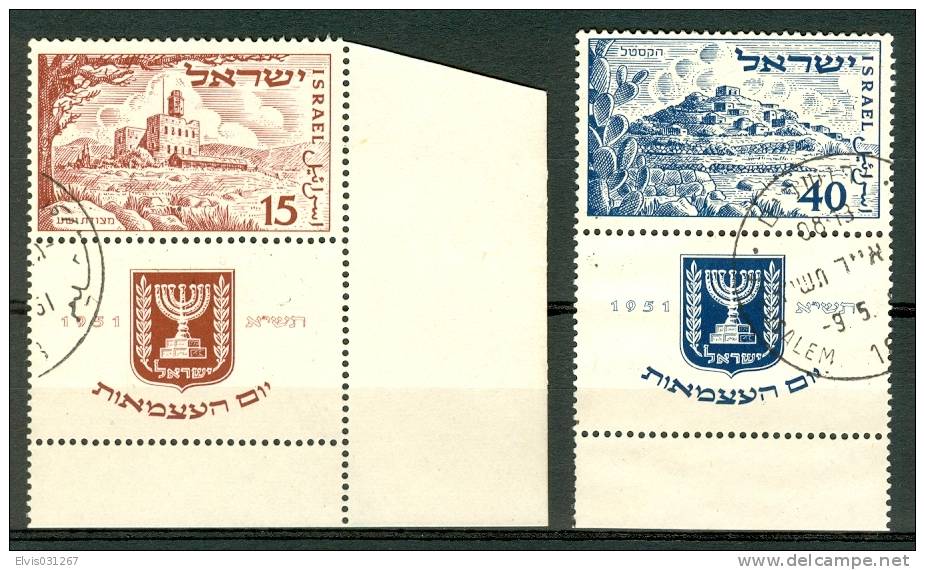 Israel - 1951, Michel/Philex No. : 57/58,  - USED - *** - Full Tab - Oblitérés (avec Tabs)