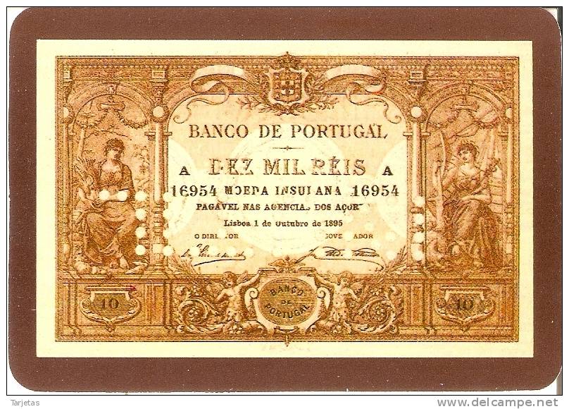 CALENDARIO DEL AÑO 1991 DE UN BILLETE DE BANCO DE PORTUGAL 10000 REIS (CALENDRIER-CALENDAR) - Tamaño Pequeño : 1991-00