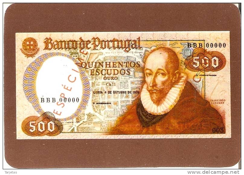 CALENDARIO DEL AÑO 1991 DE UN BILLETE DE BANCO DE PORTUGAL 500 ESCUDOS (CALENDRIER-CALENDAR) - Petit Format : 1991-00