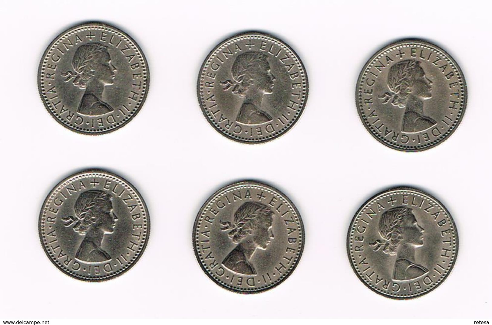 GREAT BRITAIN  6 X 6 PENCE 1960/61/62/63/64/66 - H. 6 Pence