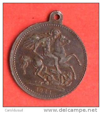 Medaille MILITARIA Edwardus 7 Edouard VII Metal Bronze D G BRITT CORONATION COIN 1911 - Groot-Brittannië