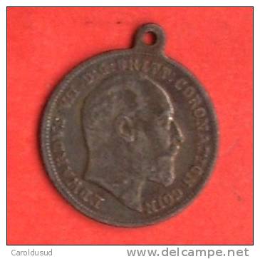 Medaille MILITARIA Edwardus 7 Edouard VII Metal Bronze D G BRITT CORONATION COIN 1911 - Grande-Bretagne