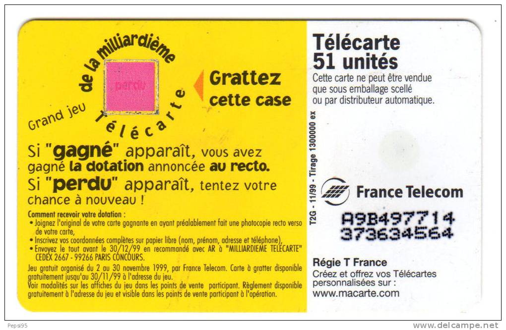 Série Complète Avec Ce Lot De 5 Télécartes: GRAND JEU DE LA MILLIARDIEME TELECARTE Toutes De Série A, Une Flèche Décalée - 1999