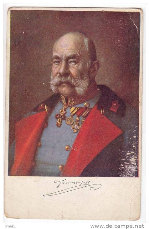 ROYAL FAMILIES EMPEROR FRANZ JOSEF Nr. 200 JAMMED CORNER OLD POSTCARD 1918. - Royal Families